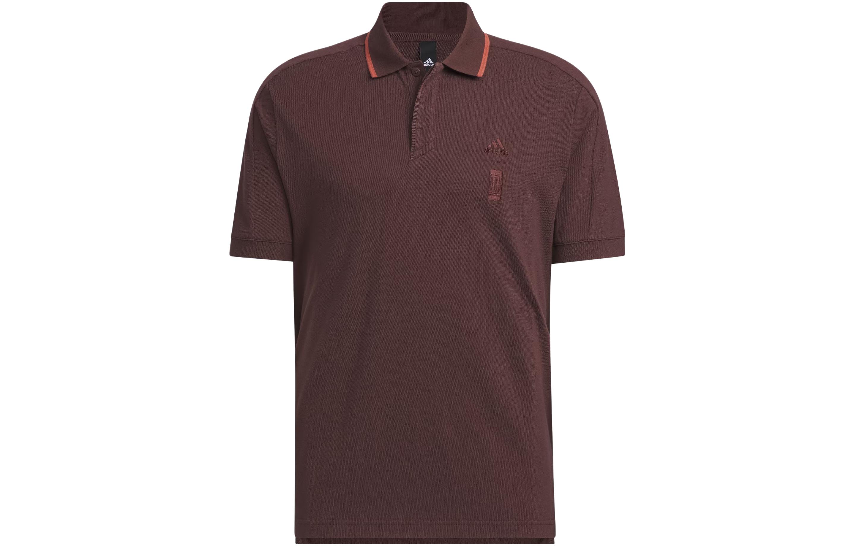 Adidas Polo Shirts Men s Dark Gray Brown Polo Collar Moderate Straight Fit IP4915 M