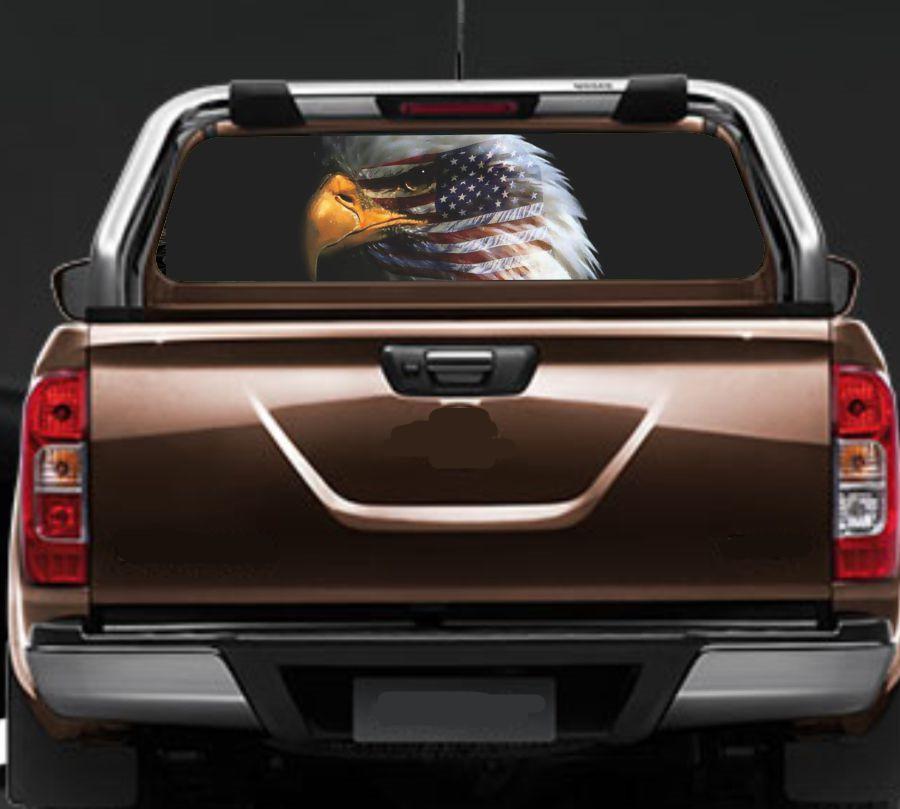 American Flag Eagle Graphic Tint Decal Rear Window Sticker For Truck Jeep SUV 3D
