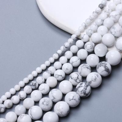 4/6/8/10/12mm 60-20pcs White Howlite Turquoises Loose Beads Round Natural Stones For Jewelry Making DIY Necklaces Accessories Jewelry Accessory