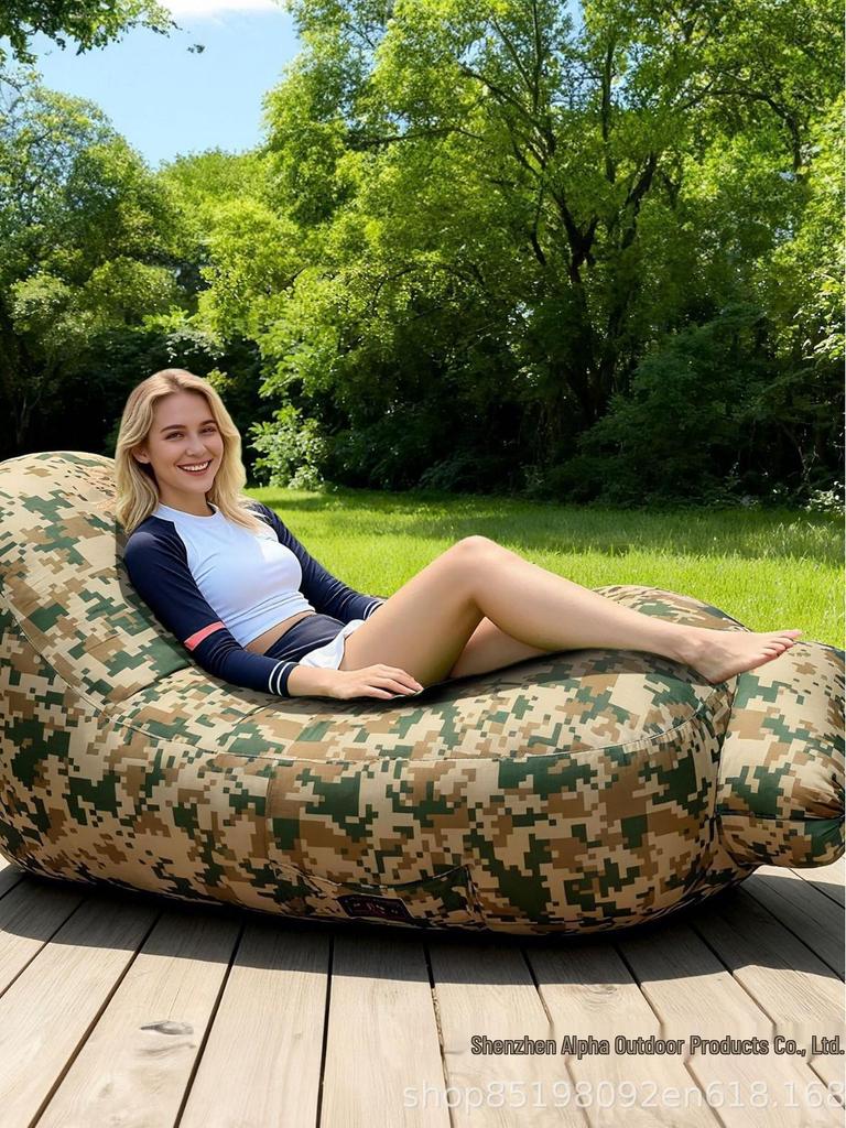 Draagbaar Opblaasbaar Sofa Bed voor Buiten – Snel Opblazen, Verdikt, Ideaal voor Kamperen en Ontspanning