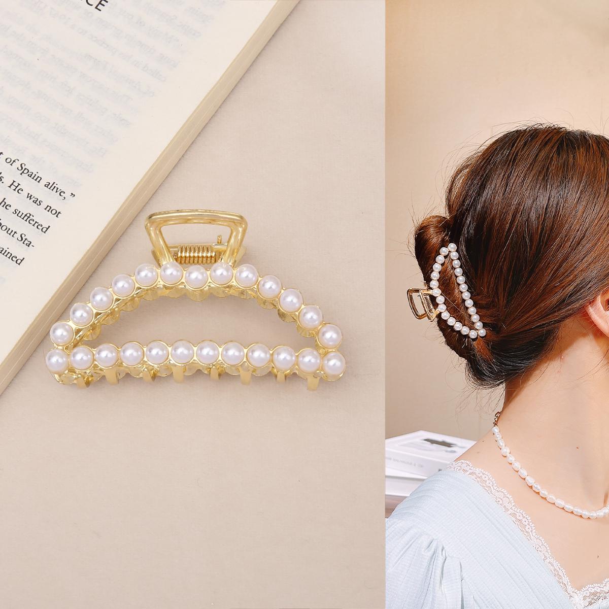 

1 шт., заколка для волос из сплава с жемчугом и стразами, коготь для женщин, девушек, заколки для макияжа, аксессуары для волос, головной убор в виде краба