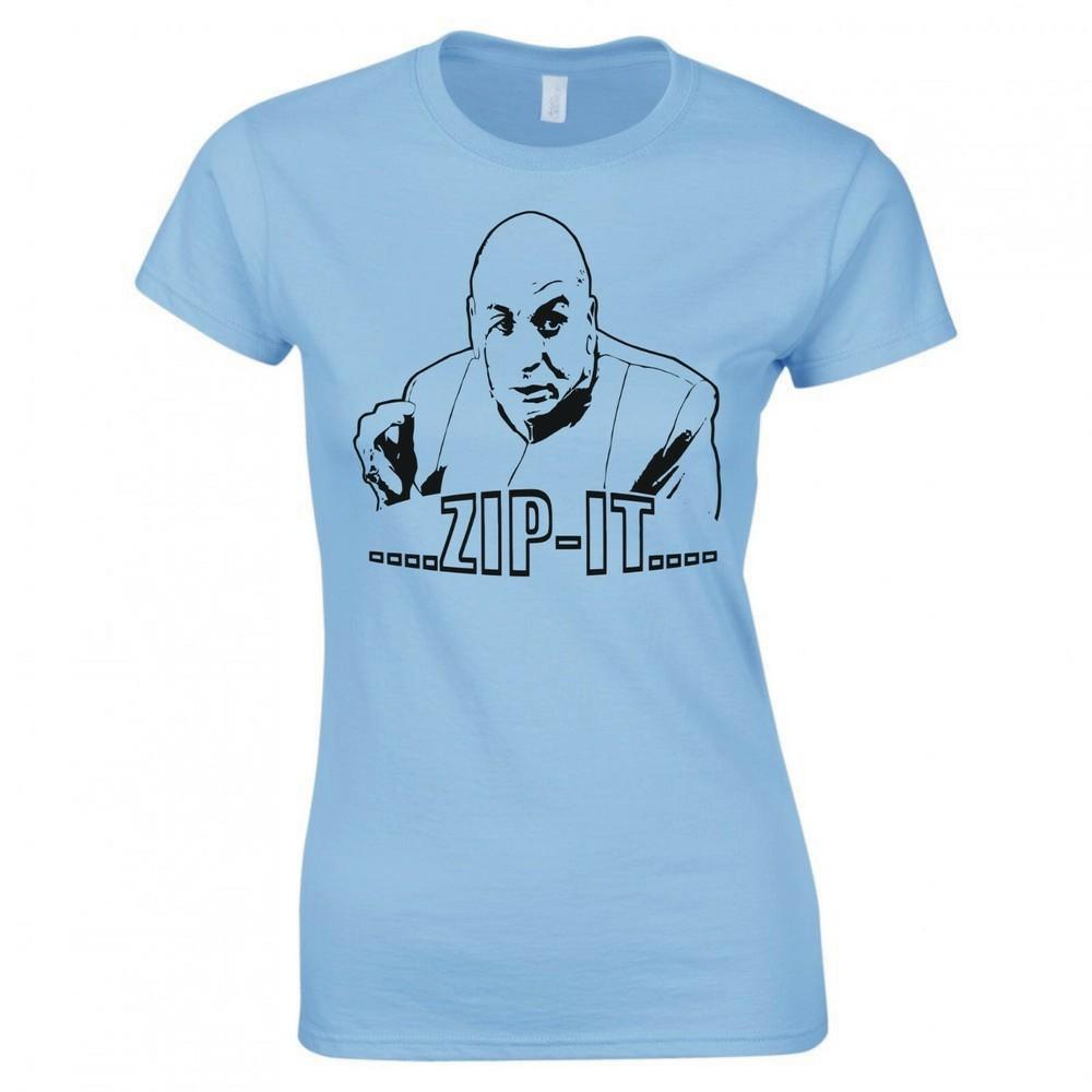 Inspired By Austin Powers Dr Evil Zip It Ladies Skinny Fit Tshirt S