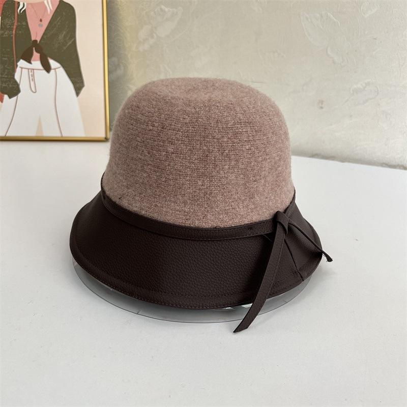 

Модная шерстяная шляпа-ведро с кожаными вставками, женская осенне-зимняя, ретро, литературная и теплая, повседневная шляпа-панама с большими полями M（56-58cm） темно-коричневого