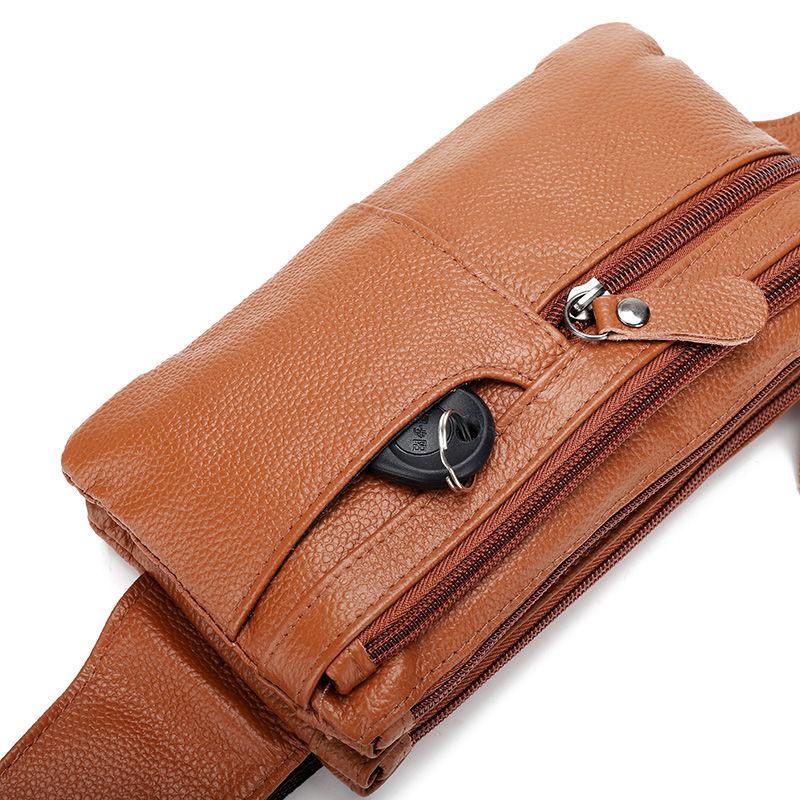 Waist Bag for Men, Close Fitting, Crossbody, Casual, Single Shoulder, Horizontal, Travel, Double-layer Mobile Phone, Men's Bag