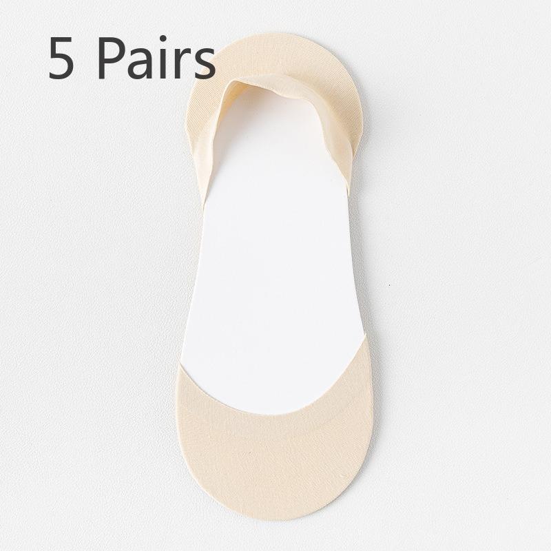 5 Pairs of Women's Summer Thin Non-slip Heel Shallow Mouth Invisible Socks