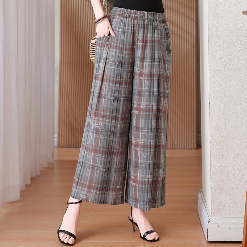 Summer Wide Leg Pants Woman Clothes Elastic Waist Elegant Casual Summer Pants