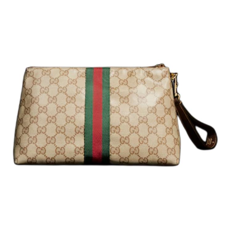Gucci Generation Classic Print Leather Clutch Unisex Clutch Dark-Brown 875821-FAF79-8547
