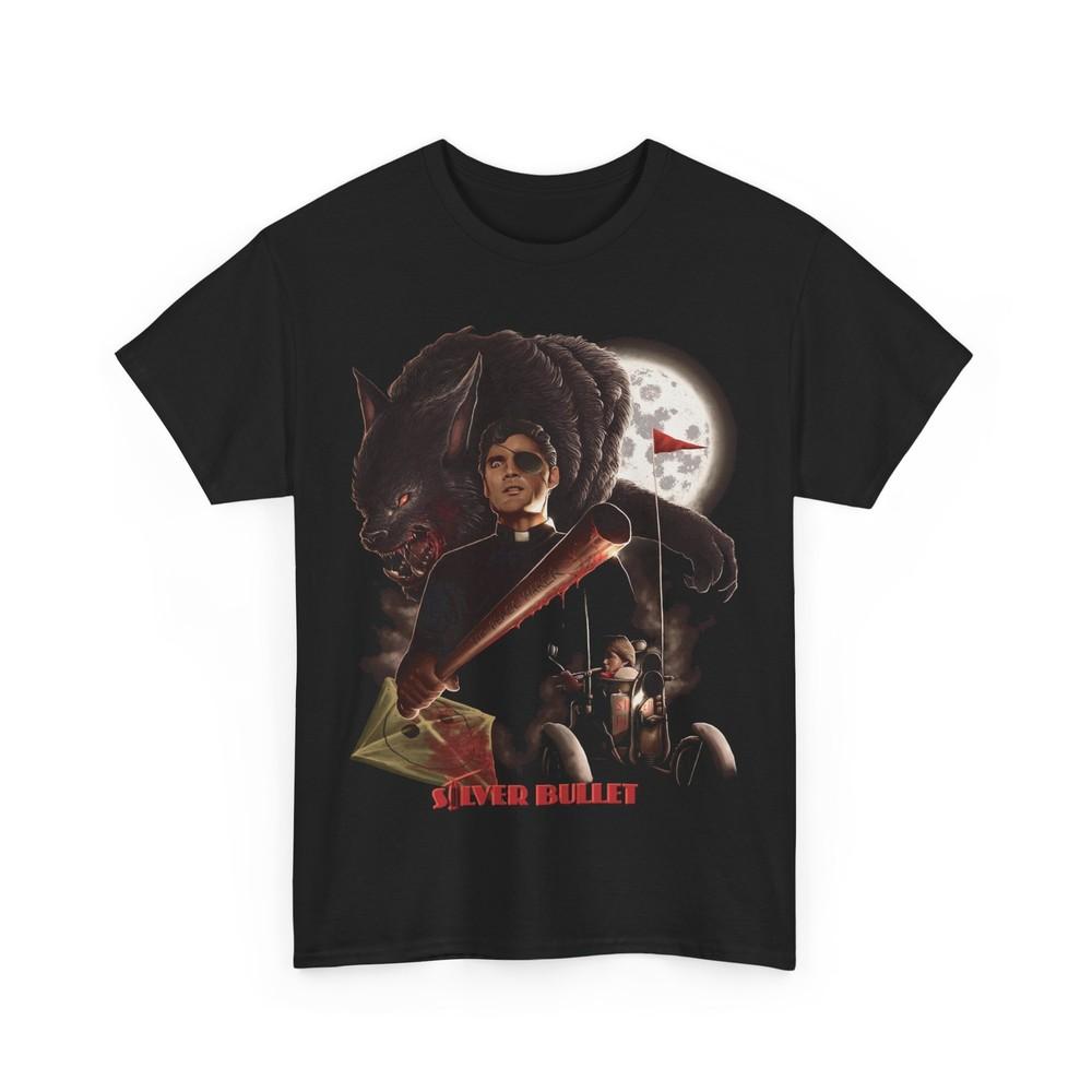 

Silver Bullet Horror Movie T-Shirt Retro Werewolf Tee Silver Bullet Film Shirt Unisex T-Shirt XL