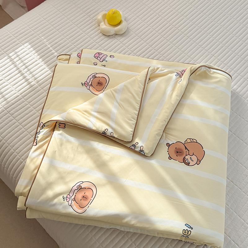 High-end Cartoon Ice Silk Summer Blanket for Bed Double Side Cool Feeling Silk Air Conditioning Quilt Lightweight Cooling Duvet