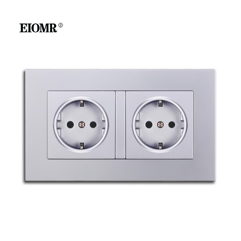 

EIOMR ЄС USB Настінна Розетка Подвійна Розетка 146мм*86мм Європейський Стандарт Розетка живлення 5В 2.1А Розетка Type C для Зарядки Телефона Silver 2