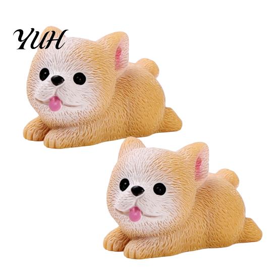 Micro Landscape Accessories 2Pcs Mini Dog Figurines, Cute Resin Puppy Miniature Animal Figures, Small Cat Ornaments for Landscape, DIY Crafts, Desktop