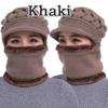 Thicken Warm and Windproof Riding Hat Knitted Scarf Ladies Winter Woolen Hat Plus Fleece Warm Knitted Hat Scarf Set