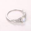 Huitan Round Moonstone Silver Color Ring for Female Graceful Engagement  Women Wedding Bands Aesthetic Finger Accessories