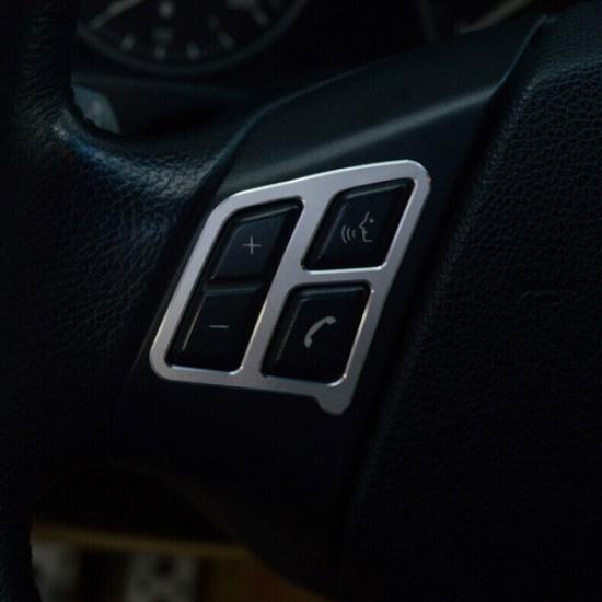 For BMW 3-Series 2005-2011 2012 Silver Aluminum Steering Wheel Button Frame Trim