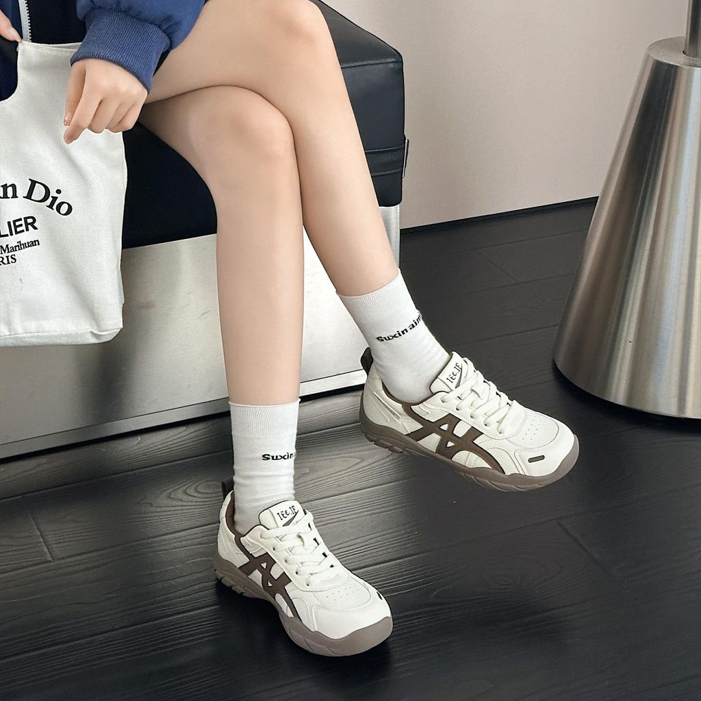 Leather sports shoes women's leather surface Agande training shoes new flat-bottomed versatile light jogging casual shoes