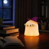 Cute Ghost Magician Decor Silicone Night Light with Tap Sensing Control, Rechargeable LED Lamp for Eye Protection Sleep Bedroom Kids Room Decor,