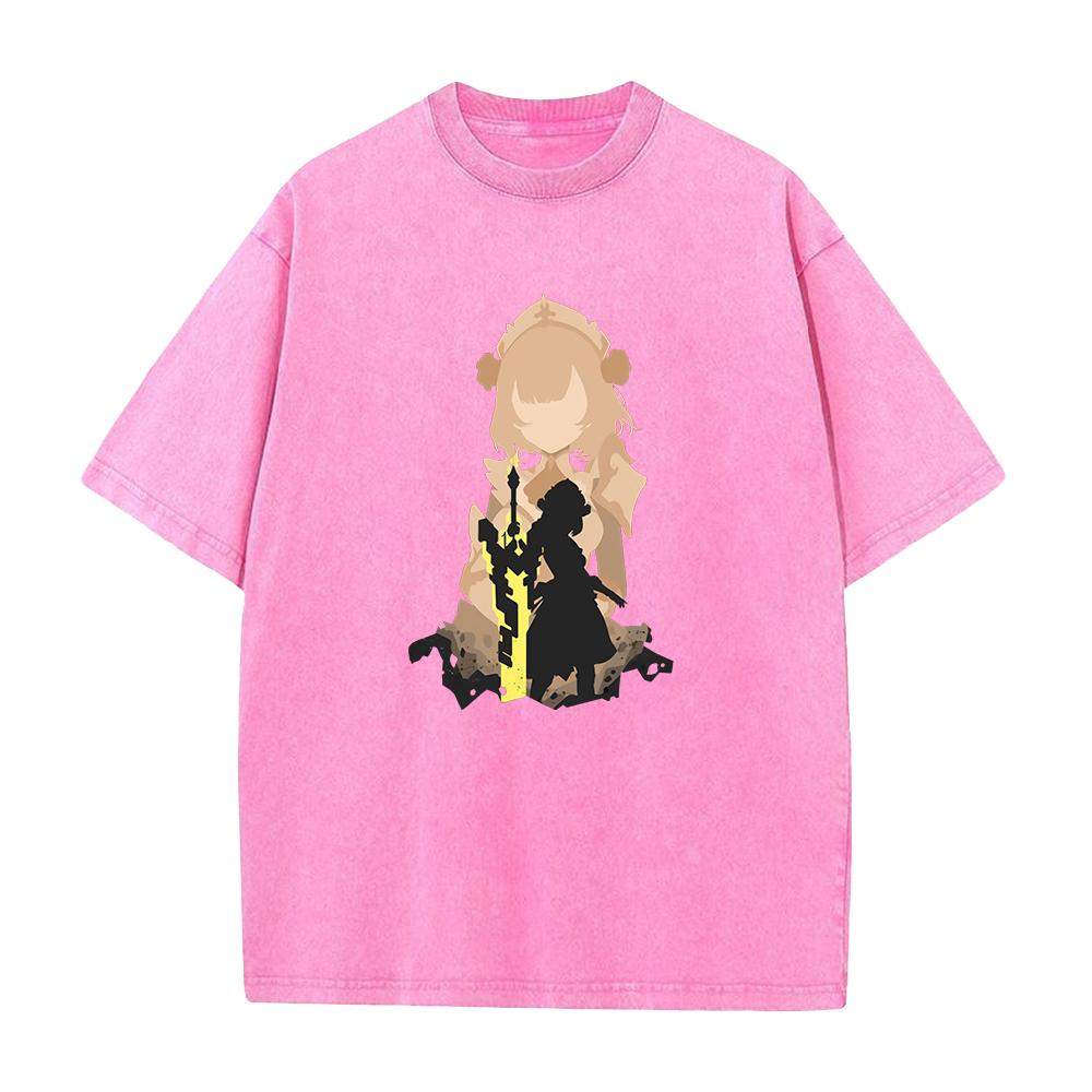 

Game Genshin Impact Noelle Printed Tshirt Men Women Aesthetic Tshirts Vintage Washed T Shirt Harajuku Male Casual Cotton Tops S