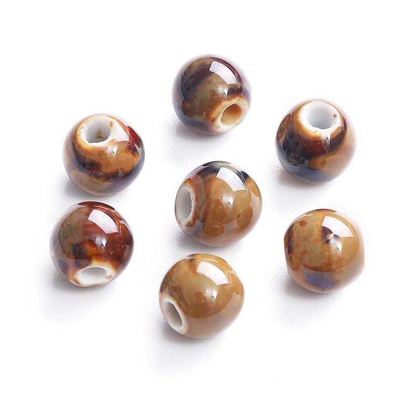 20 Stück 10 mm Blumenglasur-Porzellanperlen, runde Spacer-Keramikperlen für Schmuckherstellung, DIY-Charms, Armbänder, Halsketten, Basteln