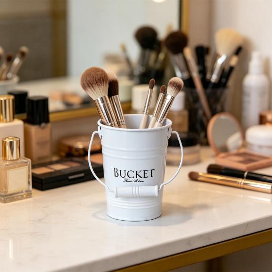 Yousheng Aufbewahrungseimer mit Griff Verdickter Rostfreier Eisenbehälter Blumentopf Schreibtisch-Organizer für Make-up-Pinsel