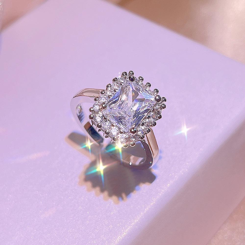 New Princess Cut Diamond Set Exquisite Bright Fashion Micro Set Zircon Earrings Pendant Necklace Party Birthday Jewelry Gift