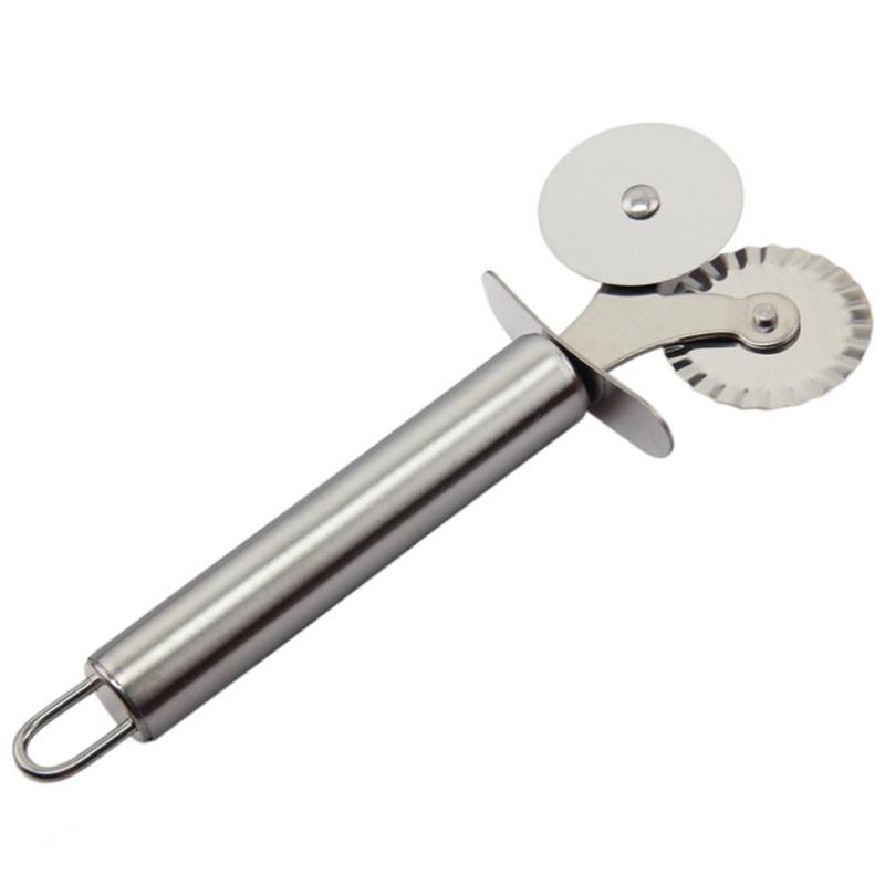 

1 шт., двойной рулон, нож для пиццы, нож из нержавеющей стали, резак для пасты, круглые кружевные колеса для пиццы, резак для пасты серебряный