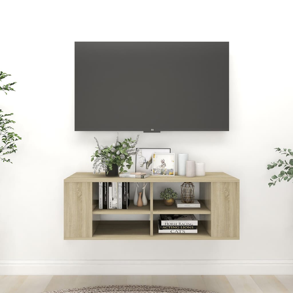 Vidaxl Wisząca Szafka Pod Tv, Dąb Sonoma, 102X35X35 Cm
