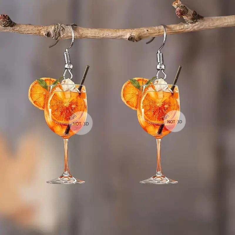 Beer Festival Wine Glass Orange Juice Earrings Fashion 2D Flat Design Earrings Women Party Jewelry Gift Give To Friends