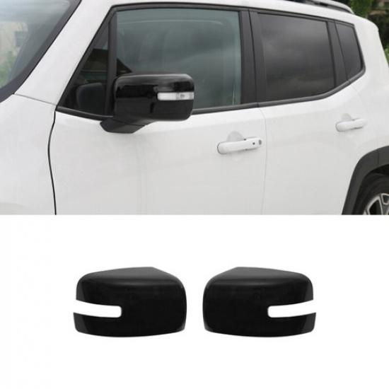 2X Black Rearview Side Mirror Cap Cover Decorative Trim For 2016+ Jeep Renegade
