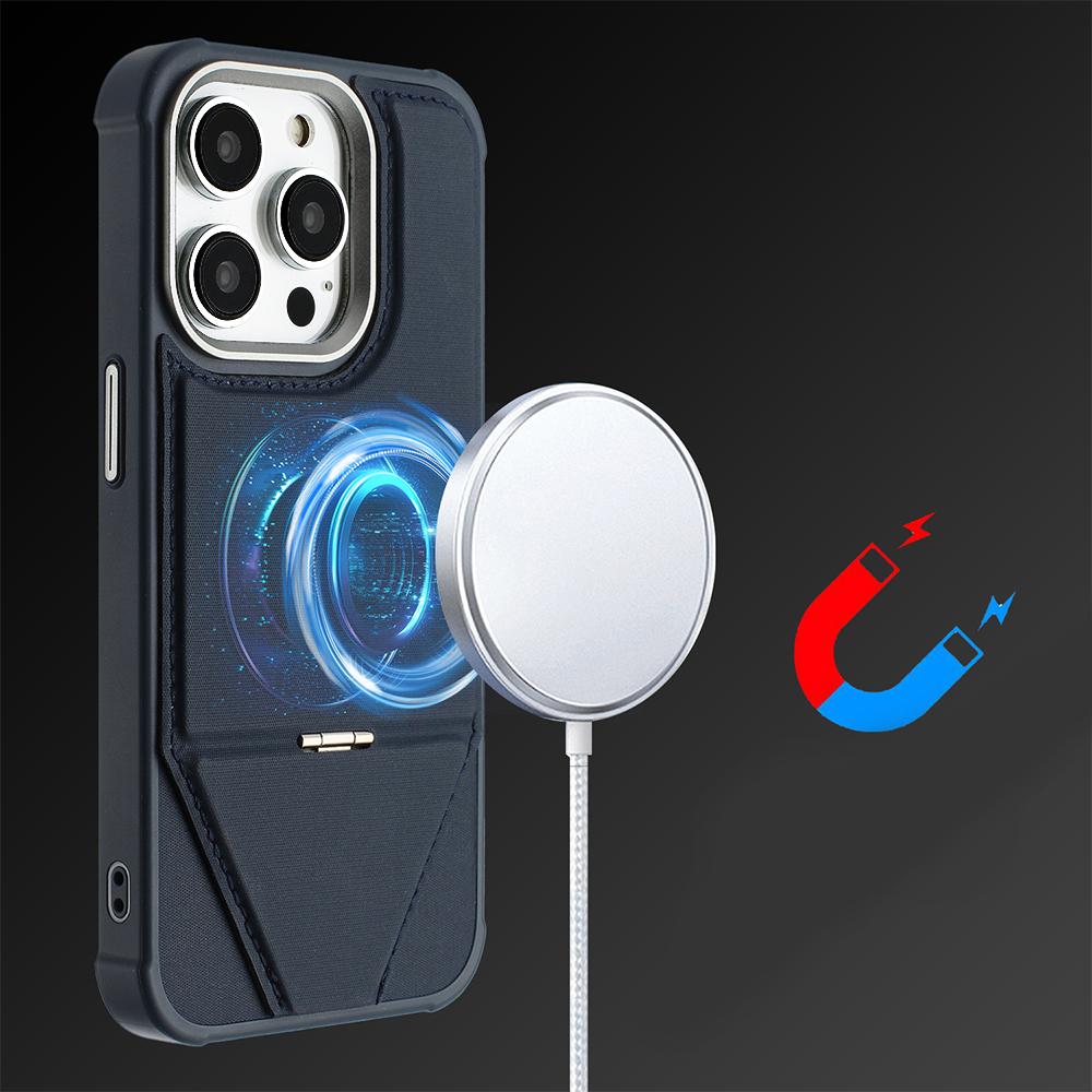 For iPhone 16 Pro Max Case Compatible with MagSafe Kickstand TPU + PU Leather Phone Cover