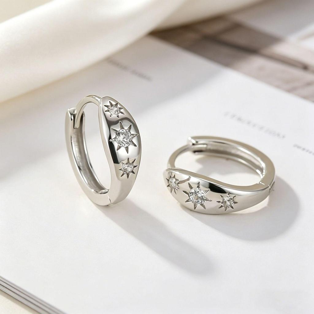 Elegant Star Zirconia Everyday Earrings - Simple, Shiny, Versatile Design