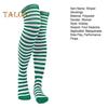 1 Pair Striped Stockings Green White Contrast Color High Elasticity Anti-slip Over Knee Length Soft Breathable Holiday Christmas Stage Performance