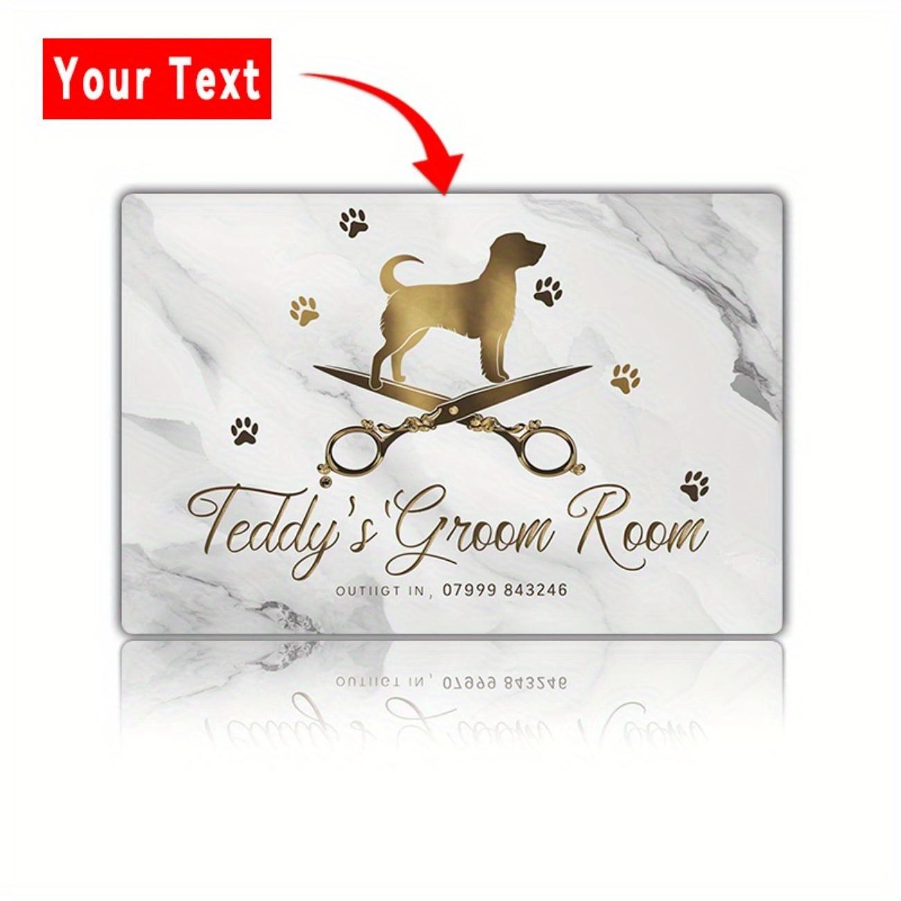 Personalized Dog Grooming Metal Wall Sign Home Decor белый