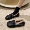 Fashion New Winter 2024 Velvet Warm Soft Leather Cotton Shoes for Women fashion for Wear Small Leather Shoes for Women zapatos de mujer