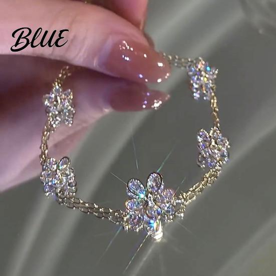 Women Bracelet Bracelet Flower Design with Claw-Setting Cubic Zirconia Inlaid