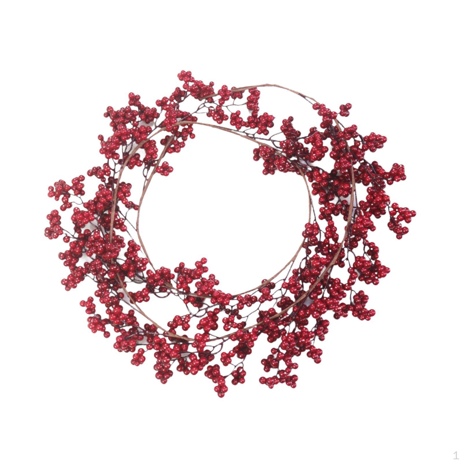 Рождественский венок из красных ягод, искусственная гирлянда для входной двери для праздника WIthout Light