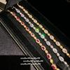 Italian Vintage Brushed Pigeon Egg Gem Bracelet Vintage Plated 18K Gold, Sunflower Zircon Bracelet
