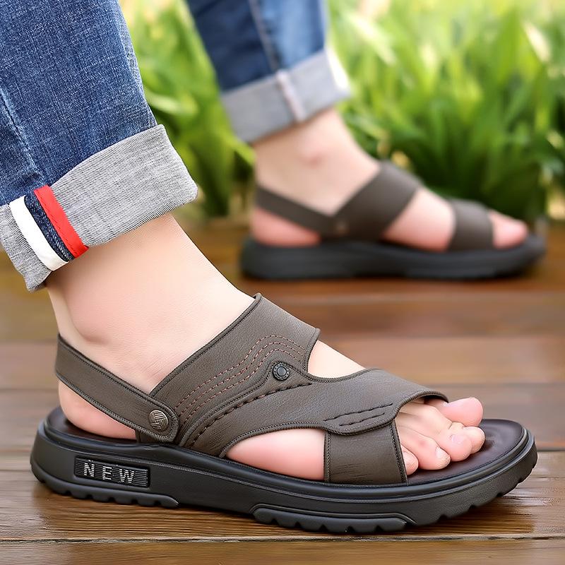 Sandals Men's New Outer Wear Driving Dual-purpose Men's Sandals Latex Pad Soft Sole Large Size Beach Shoes