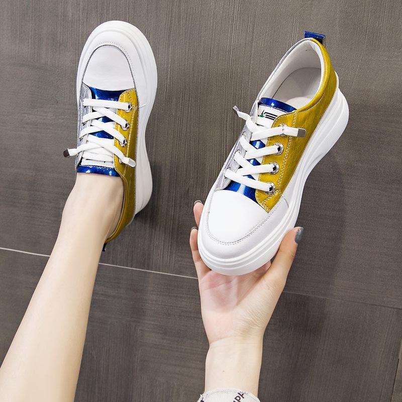 Новый стиль женской обуви, Универсальная женская кеда на шнуровке на толстой подошве 35