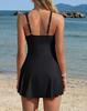 Charmleaks One Shoulder One Piece Swimsuit Women Tummy Control Bathing Suit with Skirt Tie Knot Cute Scalloped Swimdress