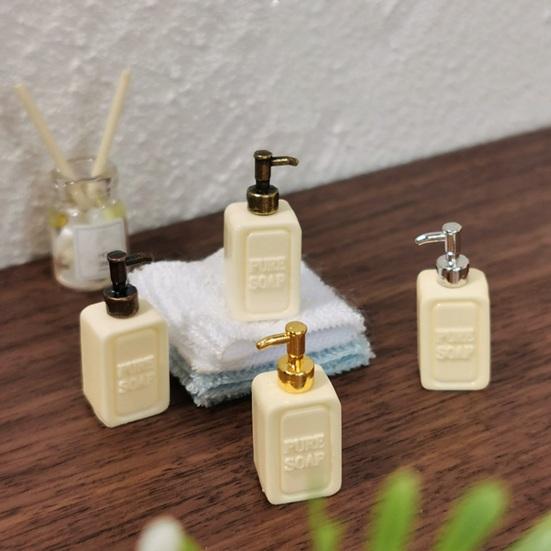 1:12 Scale Mini Lotion Dispenser Miniature Dollhouse Bathroom Accessories Resin Tiny Soap Bottle for DIY Micro Scene Decor