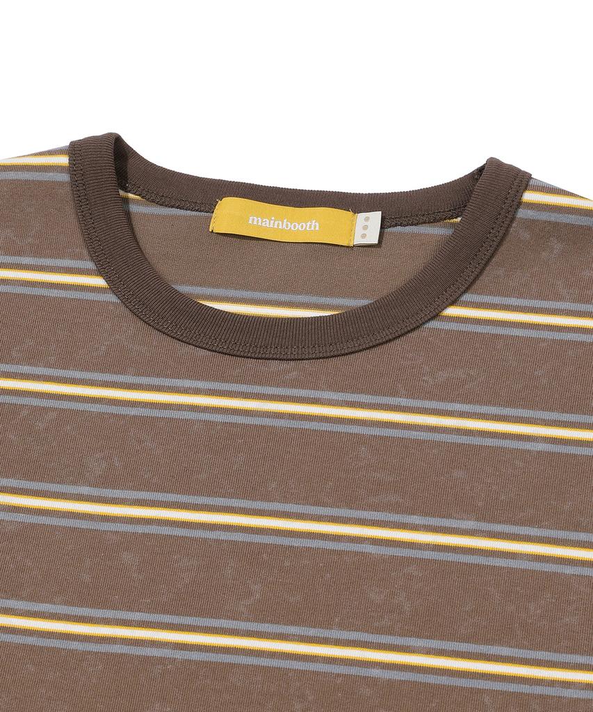 MAINBOOTH Rough Star Stripe T-Shirt(Brown)