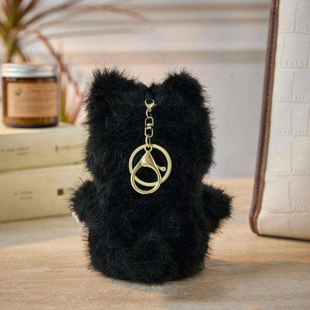 Soft Plush Stuffed Kitten Keychain Kitten Pendant Plush Animal Keychain  Handbag Accessories