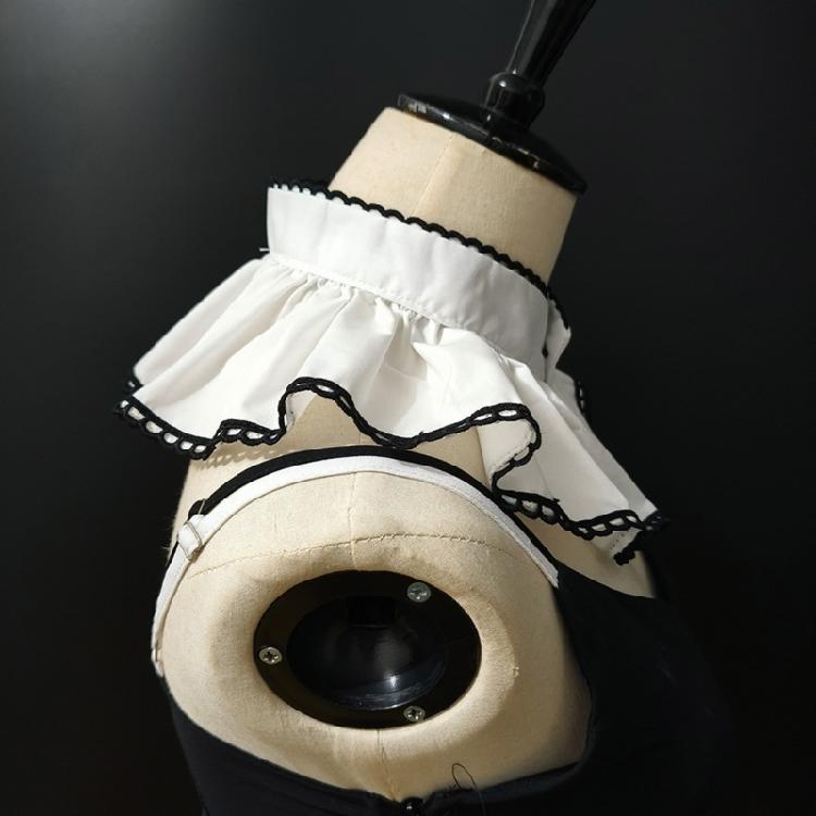 Women Elegant Black Trimmed Layered Detachable Fake Collar Neckpiece Wrist Cuffs False Sleeve for Daily or Formal Outfit