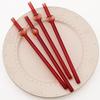 4pcs Red Creative Gldss Straw Milk Tea Juice Cocktail Straw with Brush High Borosilicate Glass Straw Set Kitchen Bar Accessories