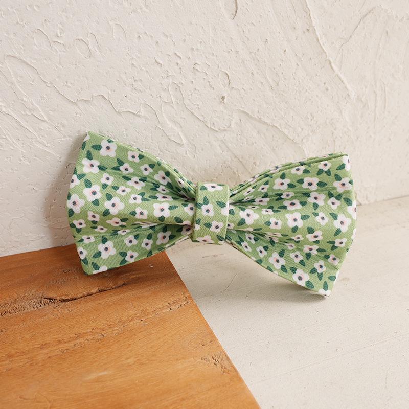 MUTTCO Pink & Green Floral Pet Collar and Bow Tie - Teddy Creative Ornament M