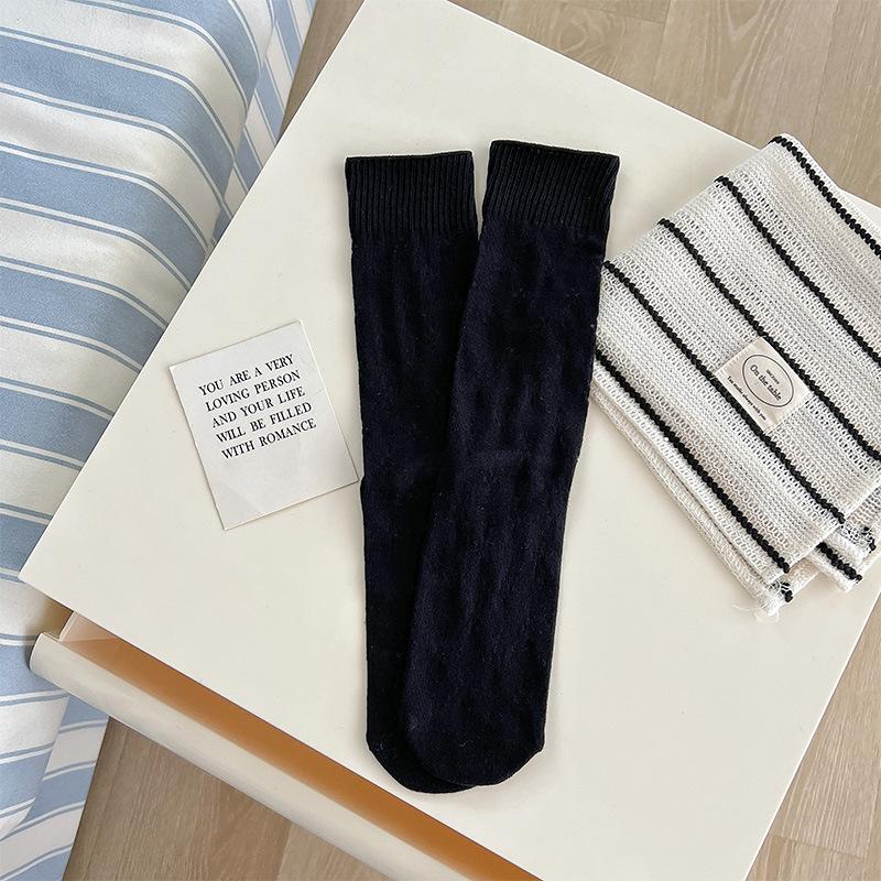 Female Spring and Summer Thin Pure Color Ballet Style Hollow Mesh Breathable Tube Socks