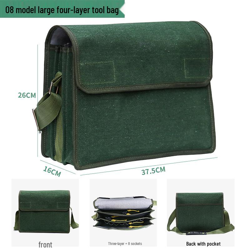 Sturdy Multifunctional Canvas Electrician Tool Bag - Durable, Wear-Resistant Hardware Organizer Pouch