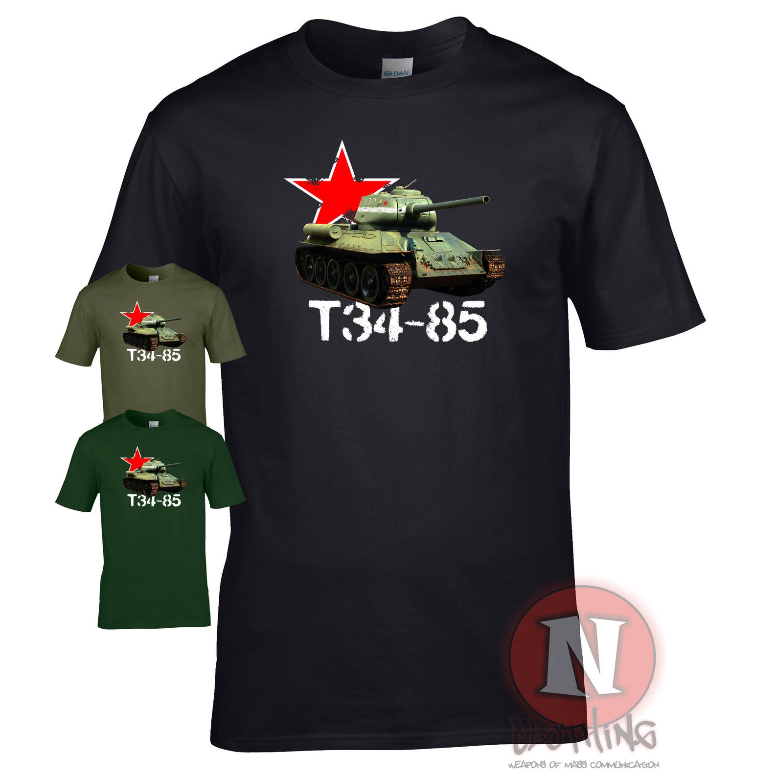 WWII Russian T34-85 Tank T-Shirt - Classic Military Vehicle XL