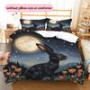 Rabbit in Flower Bush  Pattern Bedding Quilt Set  Home Decoration  Gift (1 * duvet cover + 2 * pillowcase, without core)