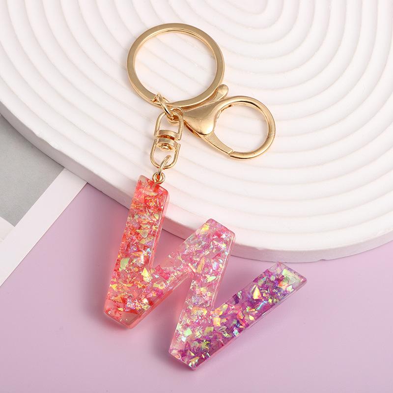 Ab Glue Fuchsia Gradual Change Letter Keychain Pendant Pendant Japanese And Korean Style Popular Versatile Keychain Jewelry